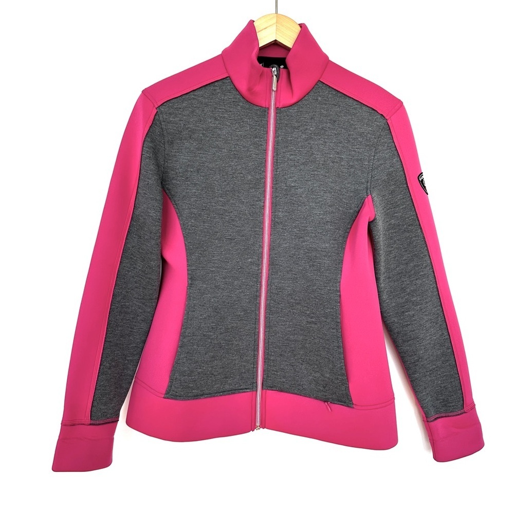Sunice Vibrant Pink and Gray Neoprene Jacket, zip front, fitted - Picture 2 of 11